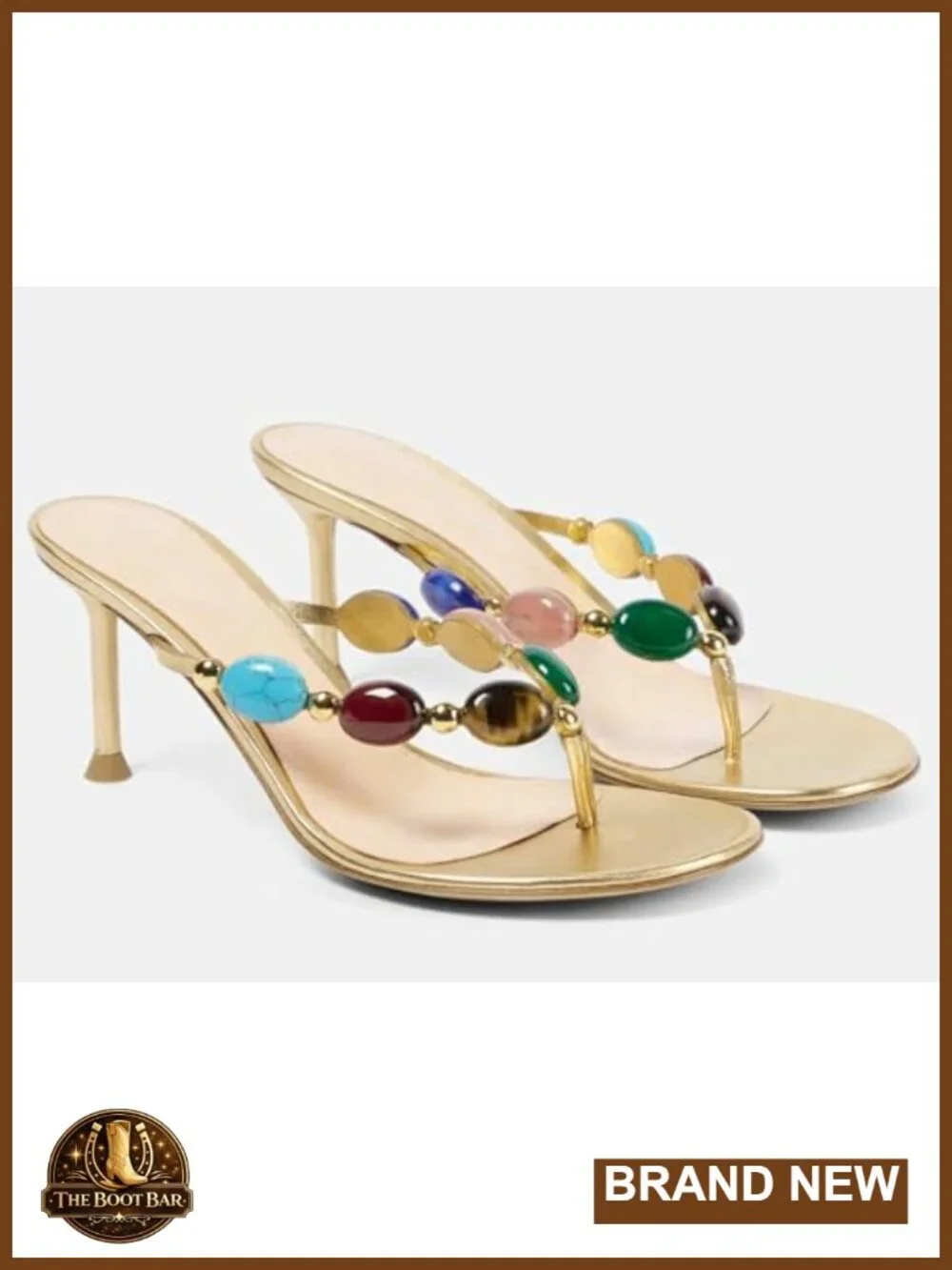 Womens Jeweled Heeled Sandals Kitten Heel Stiletto Flip Flop Slides